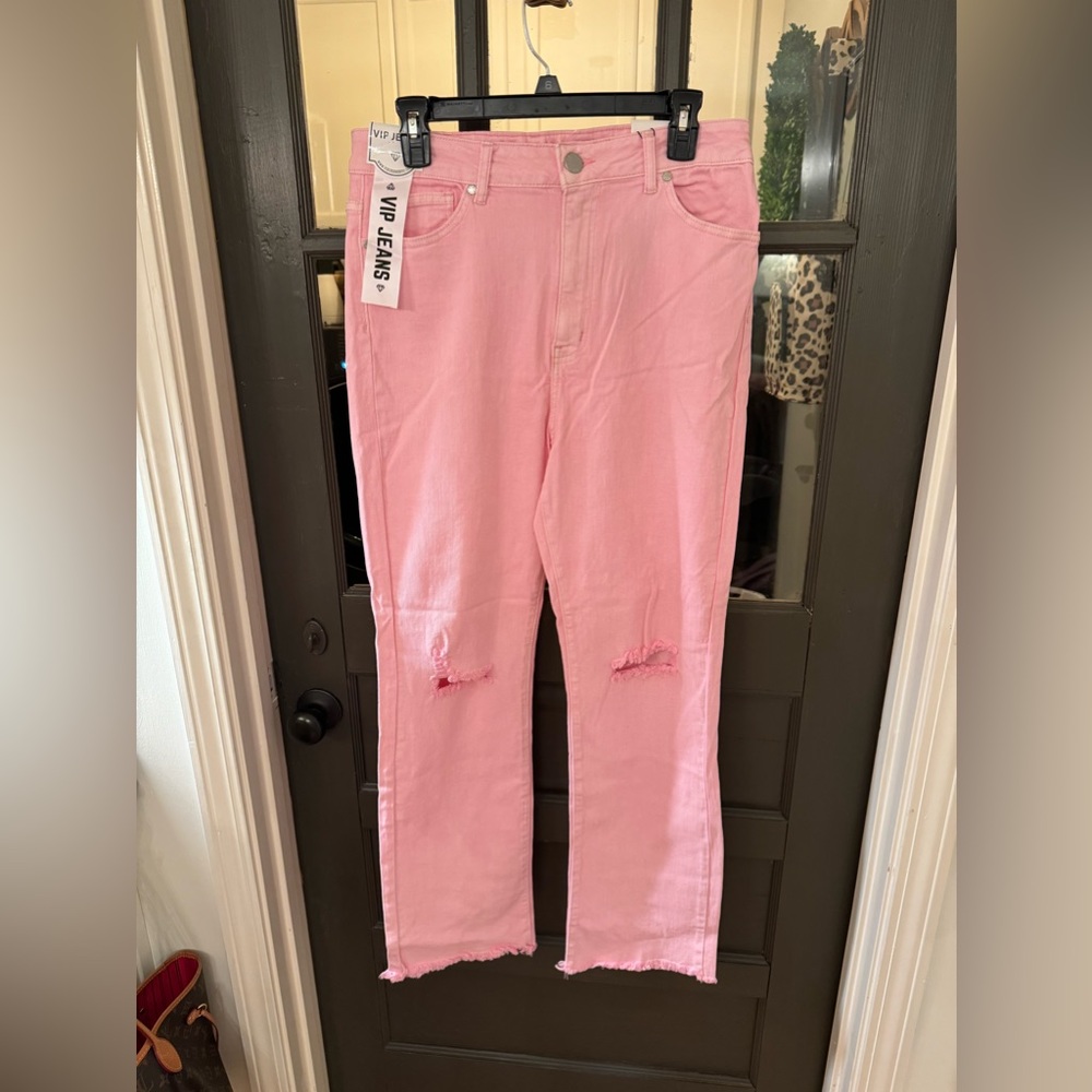 Pink flare jeans
